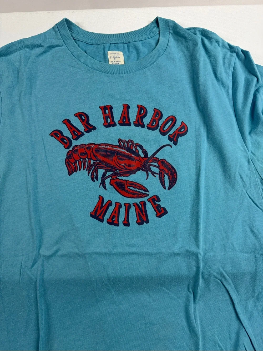 J. Crew Blue Short Sleeve Tee with Red Lobster Graphic